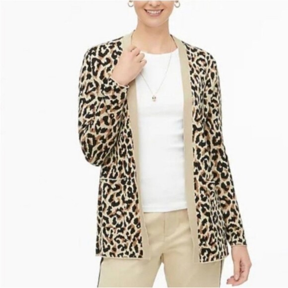 J. Crew Factory Leopard Print Open Front Cardigan Sweater - Picture 11 of 13